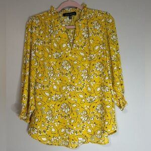 Women’s Jasmine & Juliana Floral Yellow Blouse, Size S